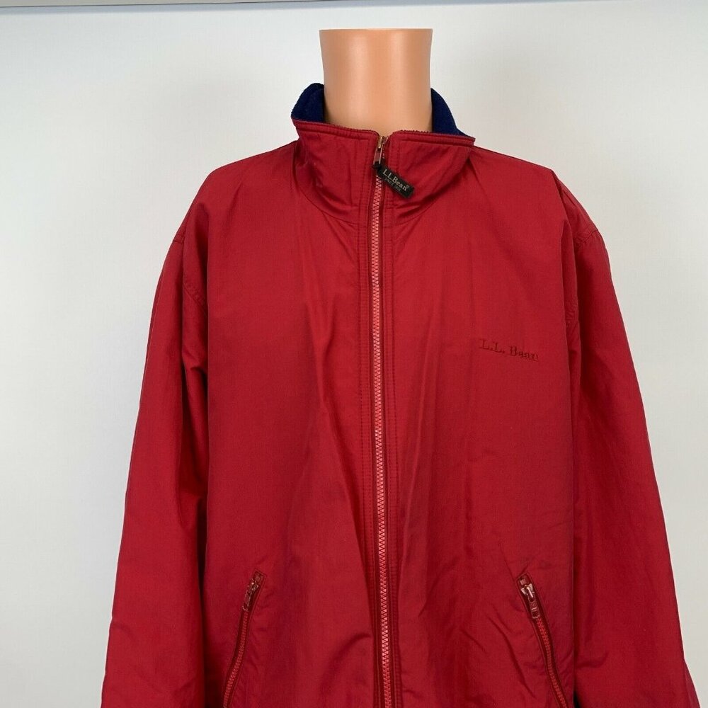 LL Bean Warm Up Full Zip Jacket Vtg 90s Fleece Line Red Size XL